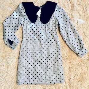 1960s Dollybird-style Grey with Black Polkadotted long sleeved Women’s dress